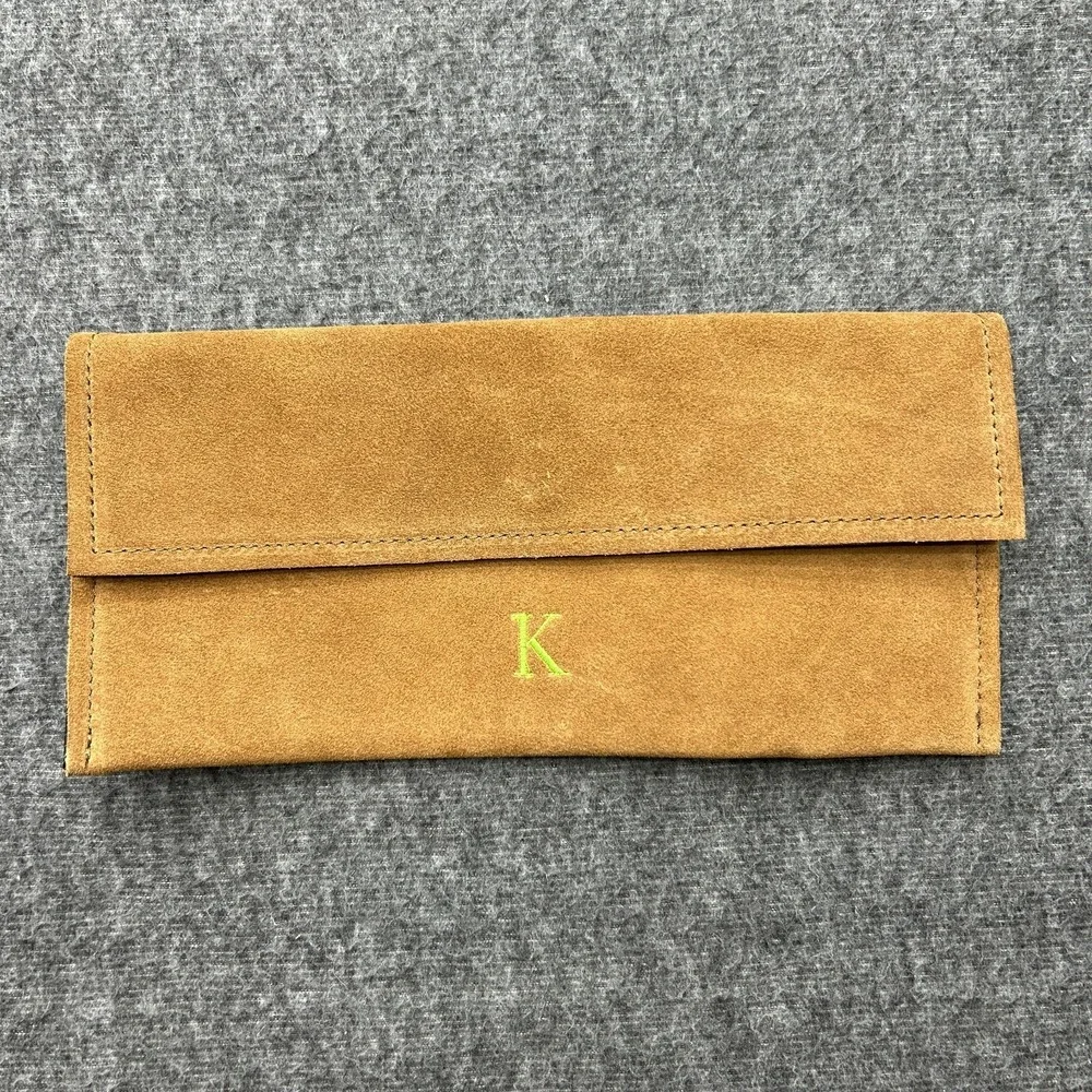 Mark And Graham Suede Leather Clutch Pouch Magnetic Clutch‎ Bag Monogram K